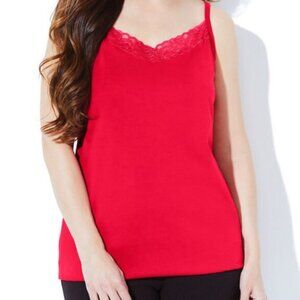 Catherines Red Suprema Lace Camisole-Cotton Stretch-4X-NWT